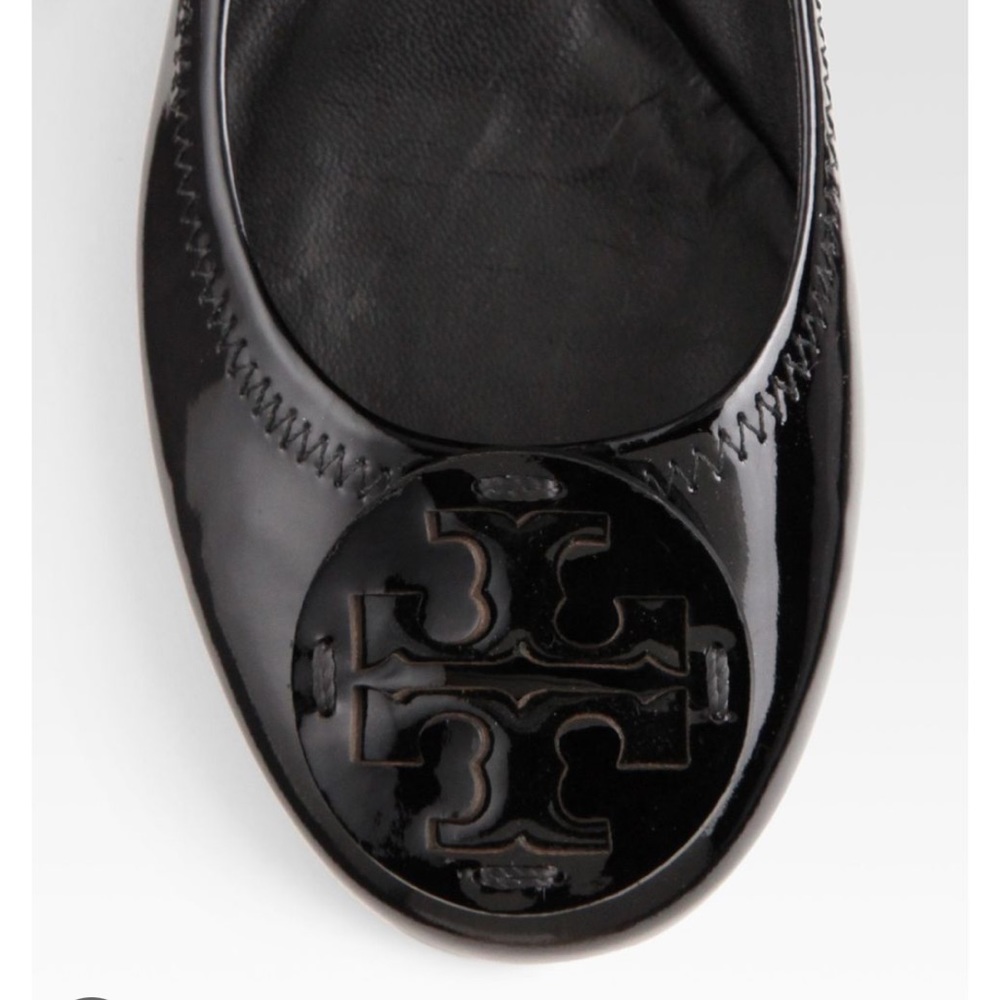 Tory Burch Black Patent-Leather Flats Size 7.5